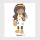 Afrikaans-Amerikaans meisje, schilder, schilder, p Sticker (Vel)