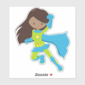 Afrikaans-Amerikaans meisje, superheld-meisje, bla Sticker (Vel)