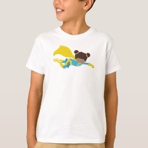 Afrikaans-Amerikaans meisje, superheld-meisje, gel T-shirt