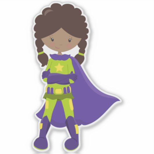 Afrikaans-Amerikaans meisje, superheld-meisje, Paa Sticker (Voorkant)