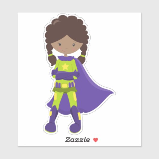 Afrikaans-Amerikaans meisje, superheld-meisje, Paa Sticker (Vel)