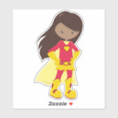 Afrikaans-Amerikaans meisje, superheld-meisje, roo Sticker (Vel)