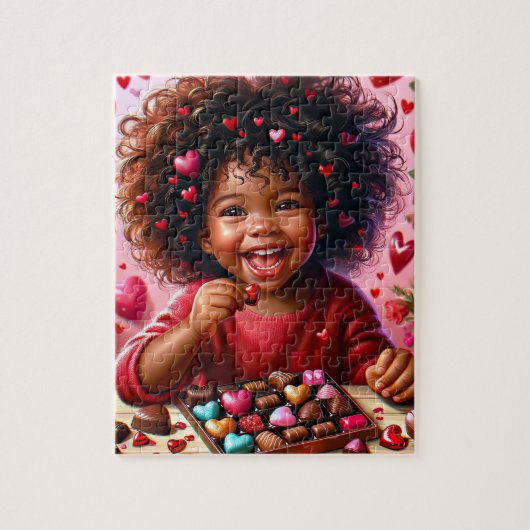 Afrikaans Amerikaans Meisje Valentijn Puzzel (Verticaal)