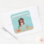 Afrikaans Amerikaans Mermaid Meisje Dank u Sticker (Envelop)