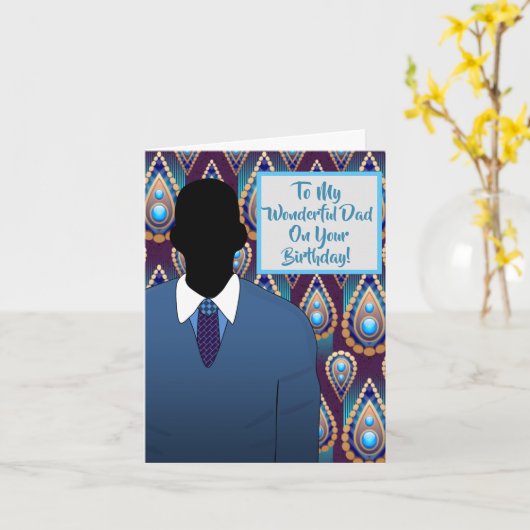 Afrikaans Amerikaans Pap Suit & Stropdas Verjaarda Kaart (Gele Bloem)