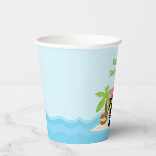 Afrikaans Amerikaans Piratenmeisje in Roze Partij Papieren Bekers (Rechts)