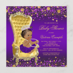 Afrikaans-Amerikaans Prinses Paars Goud Babyfeestj Kaart