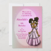 Afrikaans Amerikaans Prinses Paarse Verjaardagsfee Kaart (Voorkant)