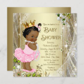 Afrikaans Amerikaans Prinses Roze Tutu Baby shower Kaart (Voorkant / Achterkant)