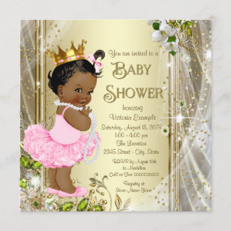 Afrikaans Amerikaans Prinses Roze Tutu Baby shower Kaart