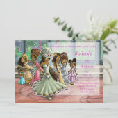 Afrikaans Amerikaans Prinsessen Verjaardagsfeest Kaart (Staand voorkant)
