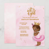 Afrikaans Amerikaans Roze Goud Prinses Baby shower Kaart (Voorkant / Achterkant)