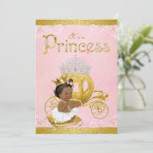 Afrikaans Amerikaans Roze Goud Prinses Baby shower Kaart (Staand voorkant)