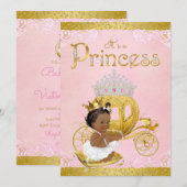 Afrikaans Amerikaans Roze Goud Prinses Baby shower Kaart (Voorkant / Achterkant)