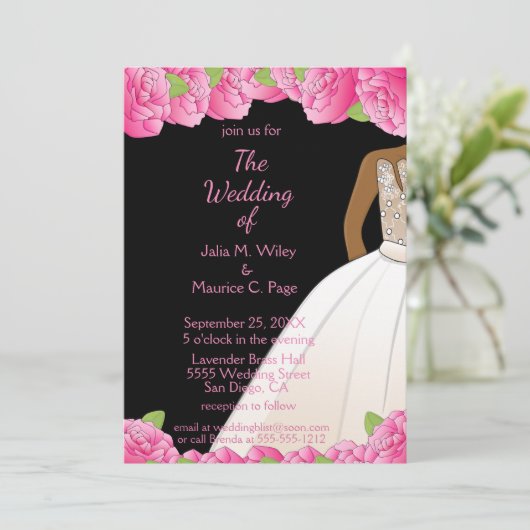 Afrikaans Amerikaans Roze Rose Ballroom Zwart Brui Kaart (Staand voorkant)