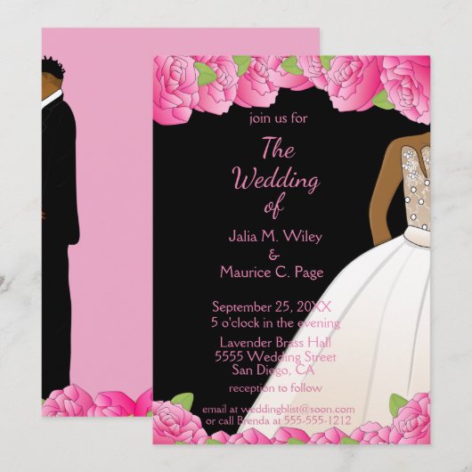 Afrikaans Amerikaans Roze Rose Ballroom Zwart Brui Kaart (Voorkant / Achterkant)