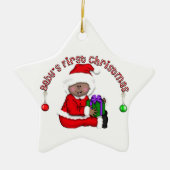 Afrikaans Amerikaans Santa Baby 1e Kerstornament Keramisch Ornament (Voorkant)