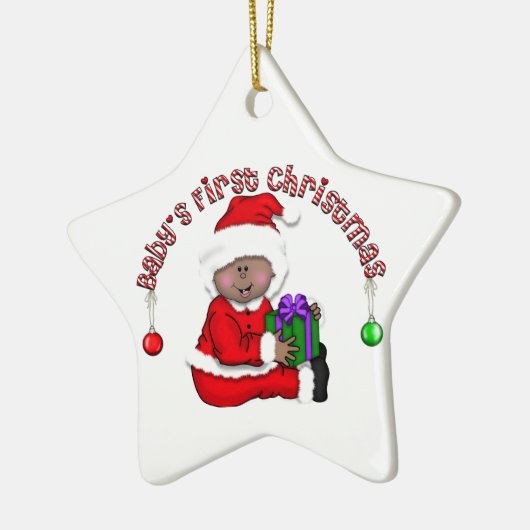 Afrikaans Amerikaans Santa Baby 1e Kerstornament Keramisch Ornament (Links)