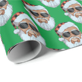 Afrikaans Amerikaans Santa Face Groene Kerstcadeau Cadeaupapier (Rol Hoek)