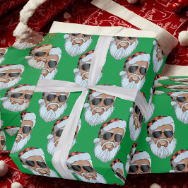 Afrikaans Amerikaans Santa Face Groene Kerstcadeau Cadeaupapier