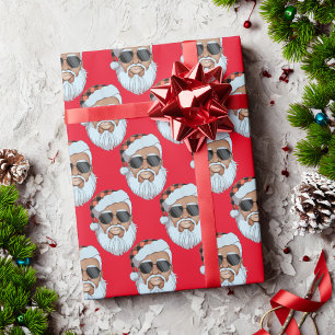 Afrikaans Amerikaans Santa Face Rood Kerstcadeau Cadeaupapier