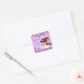 Afrikaans Amerikaans Schattige Baby shower Meisje Vierkante Sticker (Envelop)