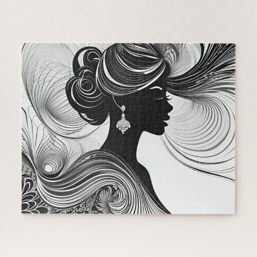 Afrikaans Amerikaans Silhouet Beauty Enchanted Legpuzzel (Horizontaal)