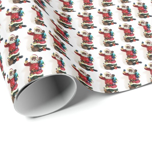 Afrikaans Amerikaans Sinterklaas en Kind Gift Cadeaupapier (Rol Hoek)