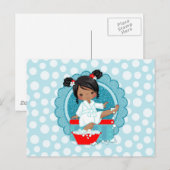 Afrikaans Amerikaans Spa Girl Bubbles Turquoise Re Briefkaart (Voorkant / Achterkant)