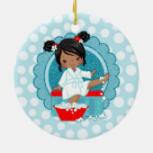 Afrikaans Amerikaans Spa Girl Bubbles Turquoise Re Keramisch Ornament (Achterkant)