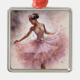 Afrikaans Amerikaans SugarPlum Fairy Roze Bloemen  Metalen Ornament