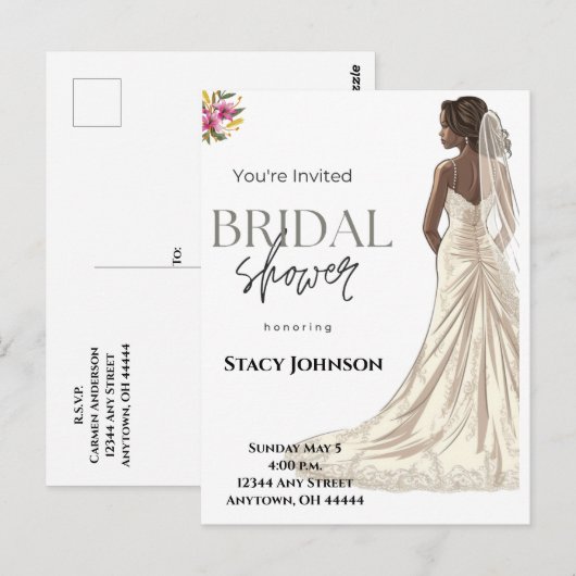 -Afrikaans-Amerikaans Vrijgezellenfeest van de Bri Briefkaart (Voorkant / Achterkant)