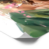 Afrikaans Amerikaans Vrouw Roze en Groen Schildere Poster (Hoek)