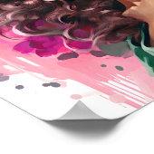 Afrikaans Amerikaans Vrouw Roze en Groen Schildere Poster (Hoek)