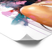 Afrikaans Amerikaans Vrouw Roze en Groen Schildere Poster (Hoek)