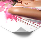 Afrikaans Amerikaans Vrouw Roze en Groen Schildere Poster (Hoek)