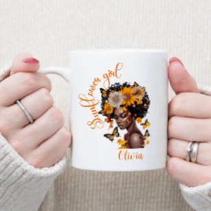 Afrikaans Amerikaans Zonnebloem meisje gepersonali Tweekleurige Koffiemok
