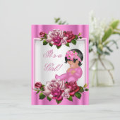 Afrikaans-Amerikaanse Baby shower, roze rozen Kaart (Staand voorkant)