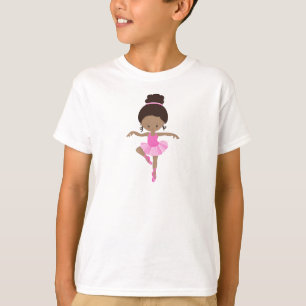 Afrikaans-Amerikaanse Ballerina, balletmeisje, roz T-shirt