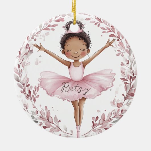 Afrikaans-Amerikaanse Ballerina Keramisch Ornament (Achterkant)