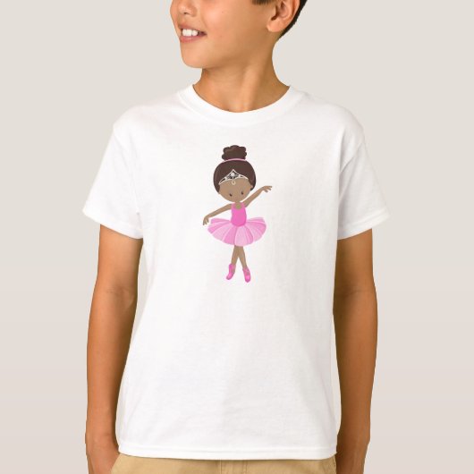 Afrikaans-Amerikaanse Ballerina, roze Tutu, ballet T-shirt (Voorkant)