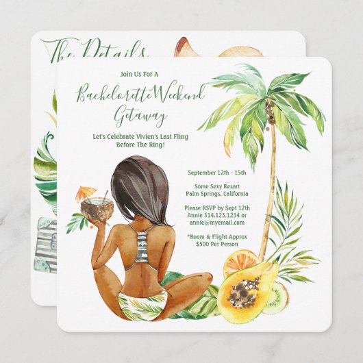 Afrikaans-Amerikaanse bride Bachelorette Weekend Kaart (Voorkant / Achterkant)