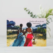 Afrikaans-Amerikaanse bridesmaïstisch voorstel Kaart (Staand voorkant)