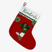 Afrikaans - amerikaanse chef - vrouw in het groen  grote kerstsok (Voorkant (Hangend))