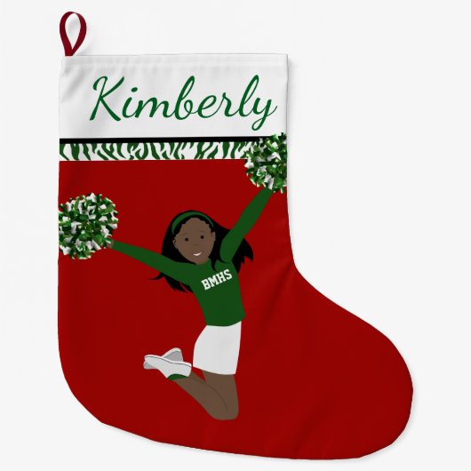 Afrikaans - amerikaanse chef - vrouw in het groen  grote kerstsok (Voorkant)