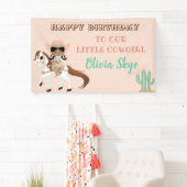 Afrikaans-Amerikaanse cowgirl op Westerne paardenm Spandoek (Insitu)