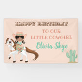 Afrikaans-Amerikaanse cowgirl op Westerne paardenm Spandoek (Horizontaal)