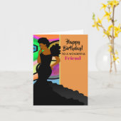 Afrikaans-Amerikaanse elegante vriend Happy Birthd Kaart (Gele Bloem)