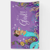 Afrikaans-Amerikaanse etnische zeemeerminnend Baby Spandoek (Verticaal)