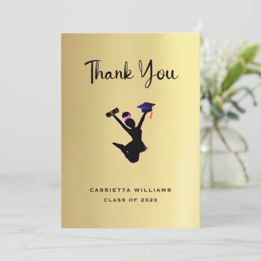 Afrikaans-Amerikaanse goudAfstuderen Bedankkaart (Staand voorkant)